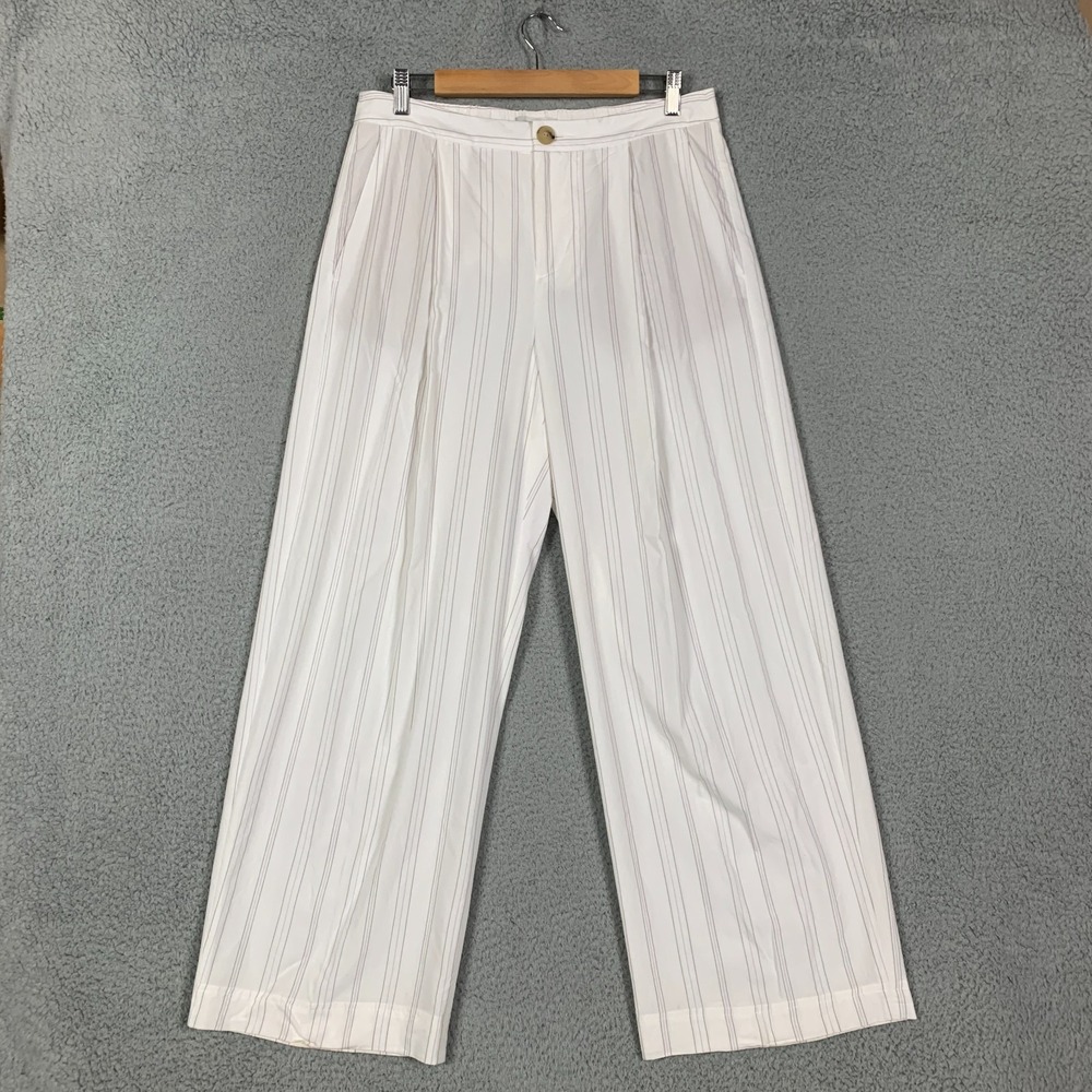 Vince. Trouser Womens 10 Pampas Striped Pleated Front Wide Leg Dress Pant Career
